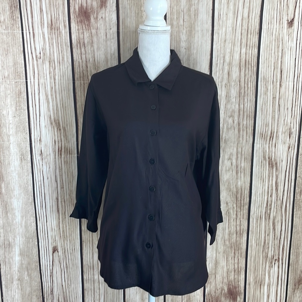 April Cornell Black Loose-fit Button Down Small - Picture 1 of 9